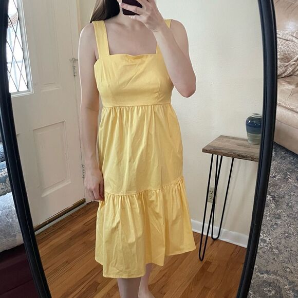 Gal Meets Glam Bow Back Tiered Dress Yellow - Picture 1 of 8